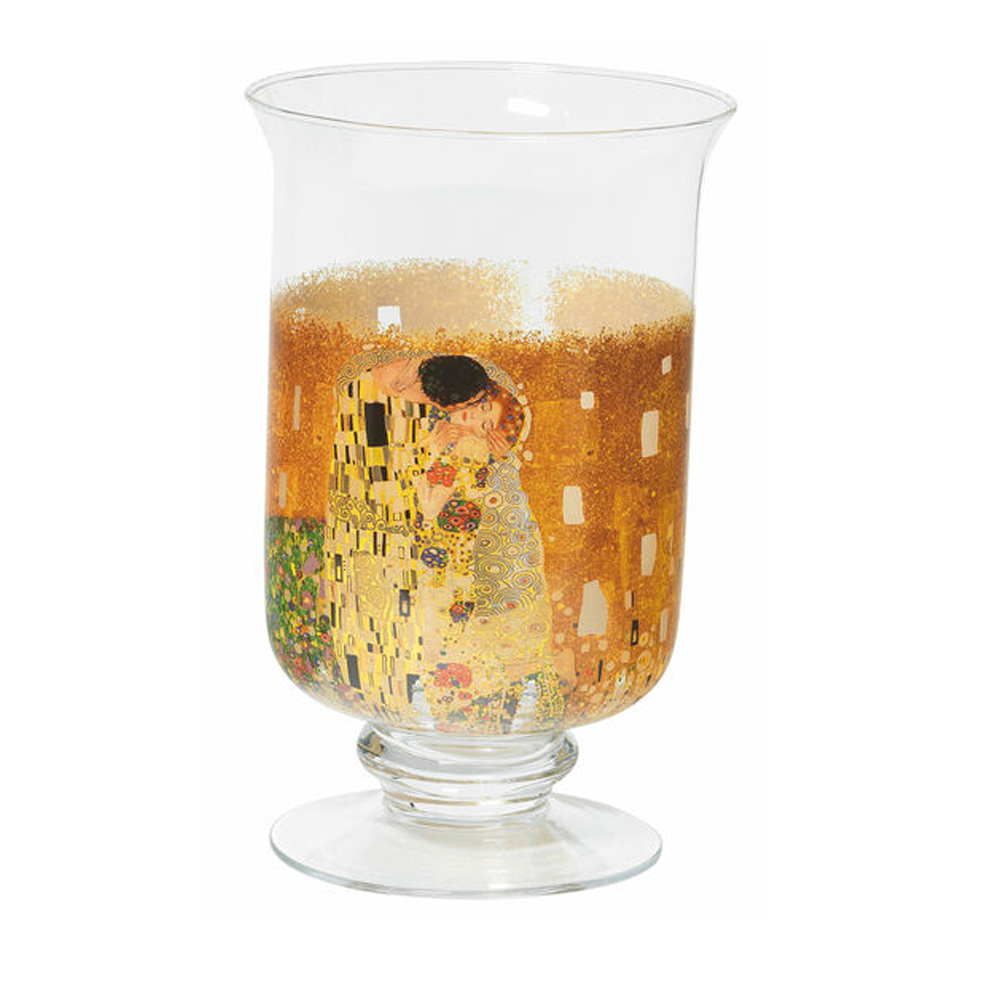 Gustav Klimt: Windlicht / Vase "Der Kuss", Glas