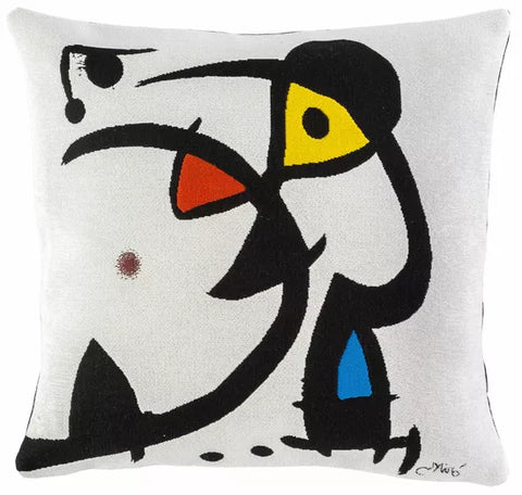 Joan Miró: Kissenhülle "Zwei Personen und ein Vogel" (1976)