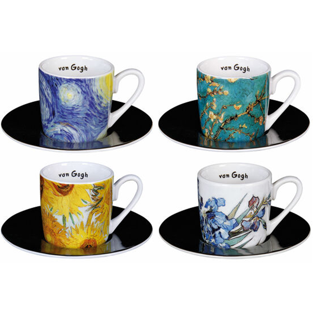 Vincent van Gogh: 4 Espressotassen mit Künstlermotiven im Set, Porzellan