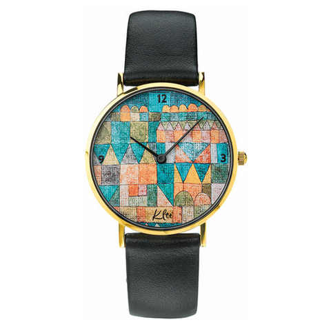 Künstler-Armbanduhr "Tempelviertel von Pert" , nach Paul Klee