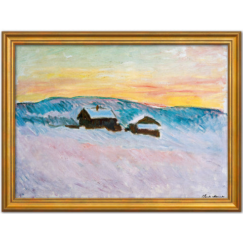 Claude Monet: Bild „Paysage de Norvège, Les maisons bleues“ (1895), vergoldet