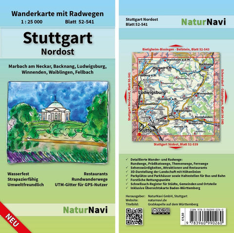 NaturNavi Wanderkarte mit Radwegen Stuttgart Nordost - Bild 1