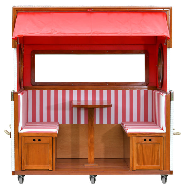 Strandkorb 6-Sitzer, Design rot/weiß gestreift