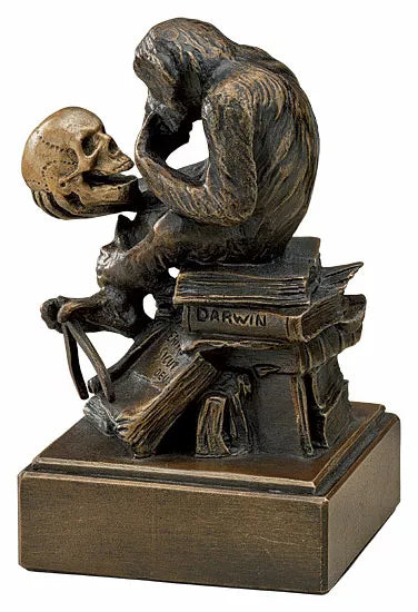 Wolfgang Hugo Rheinhold: Skulptur "Affe mit Schädel" (1892-93), Version in Kunstbronze