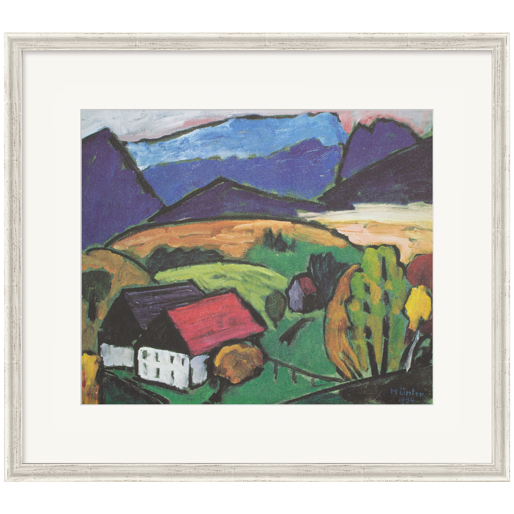Gabriele Münter: Bild "Blick aufs Gebirge" (1934), gerahmt