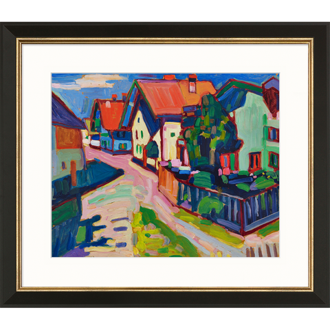 Wassily Kandinsky: Bild "Murnau" (1908), Version schwarz-goldfarben gerahmt