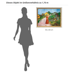 Edvard Munch: Bild "Frau im roten Kleid (Straße in Asgardstrand)" (1902/03), gerahmt