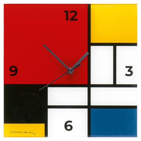 Piet Mondrian: Wanduhr "Komposition in Rot, Blau, Gelb und Schwarz"
