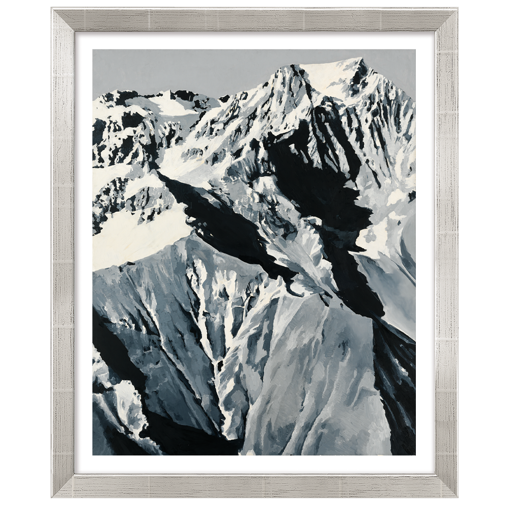 Gerhard Richter: Bild "Himalaja" (1968), Version silberfarben gerahmt