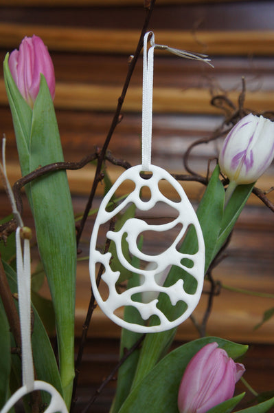 6 handgefertigte ornamentale Oster-Porzellan-Anhänger