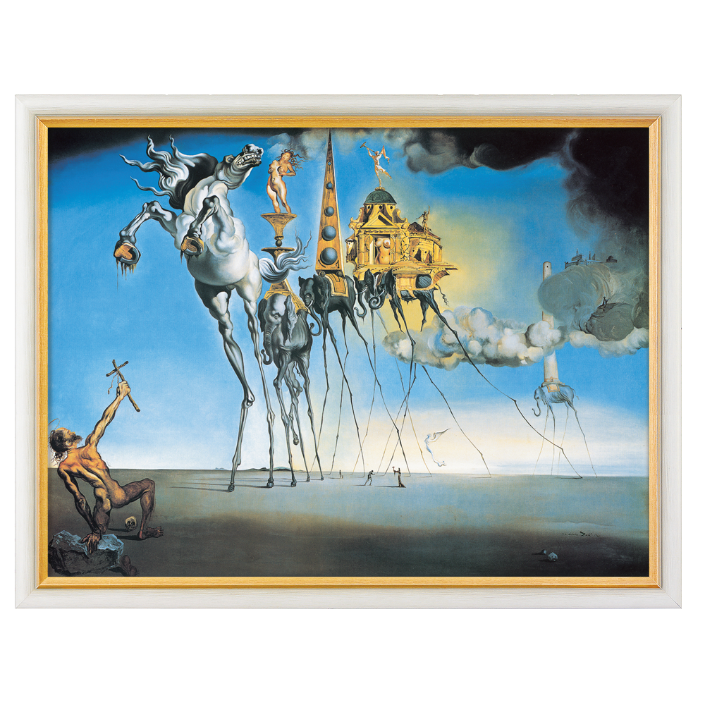 Salvador Dalí: Bild "Die Versuchung des Heiligen Antonius" (1946), gerahmt