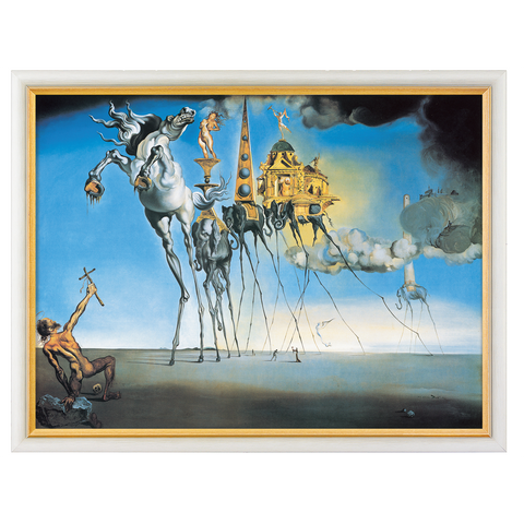 Salvador Dalí: Bild "Die Versuchung des Heiligen Antonius" (1946), gerahmt