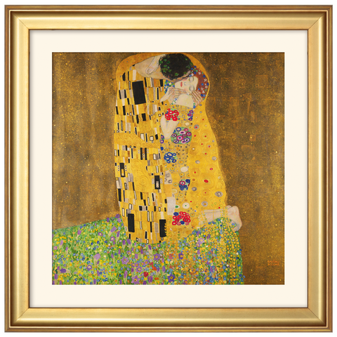 Gustav Klimt: Bild "Der Kuss" (1907/08), gerahmt