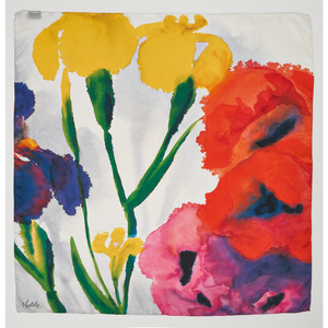 Emil Nolde: Seidentuch "Schwertlilien und drei Mohnblüten (Gelb, Violett, Rot)"