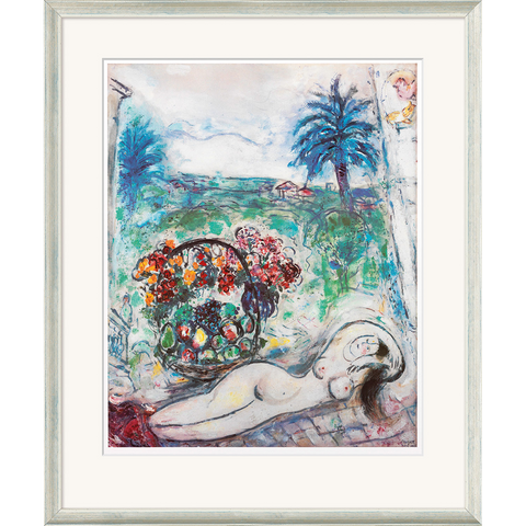 Marc Chagall: Bild "Akt mit Blumenkorb" (1955), gerahmt