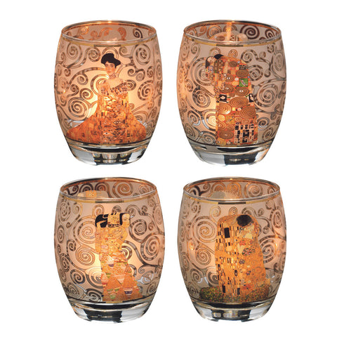 Gustav Klimt: 4 Teelichtgläser mit Künstlermotiven im Set - Bild 1
