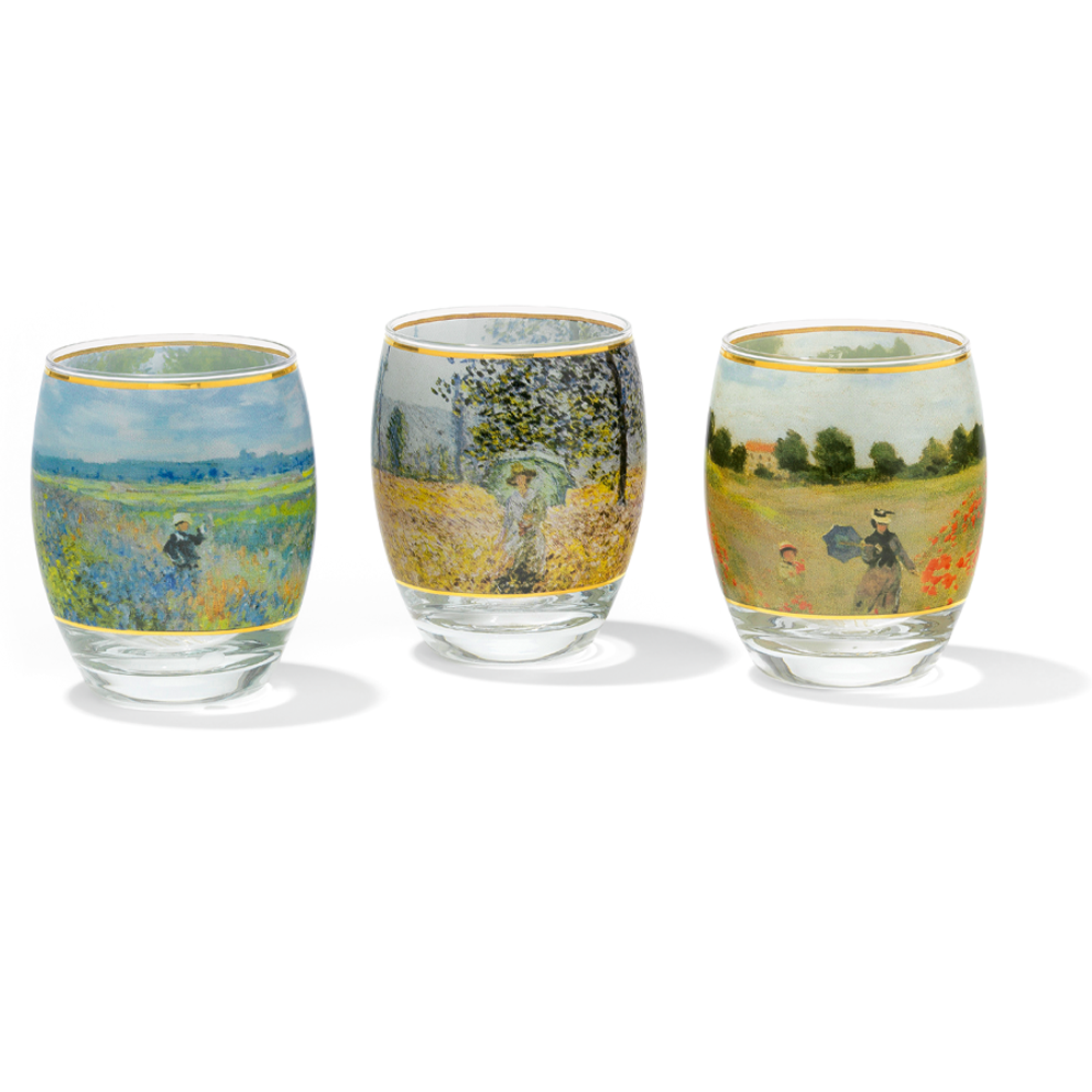 Claude Monet: 3 Teelichtgläser mit Künstlermotiven im Set