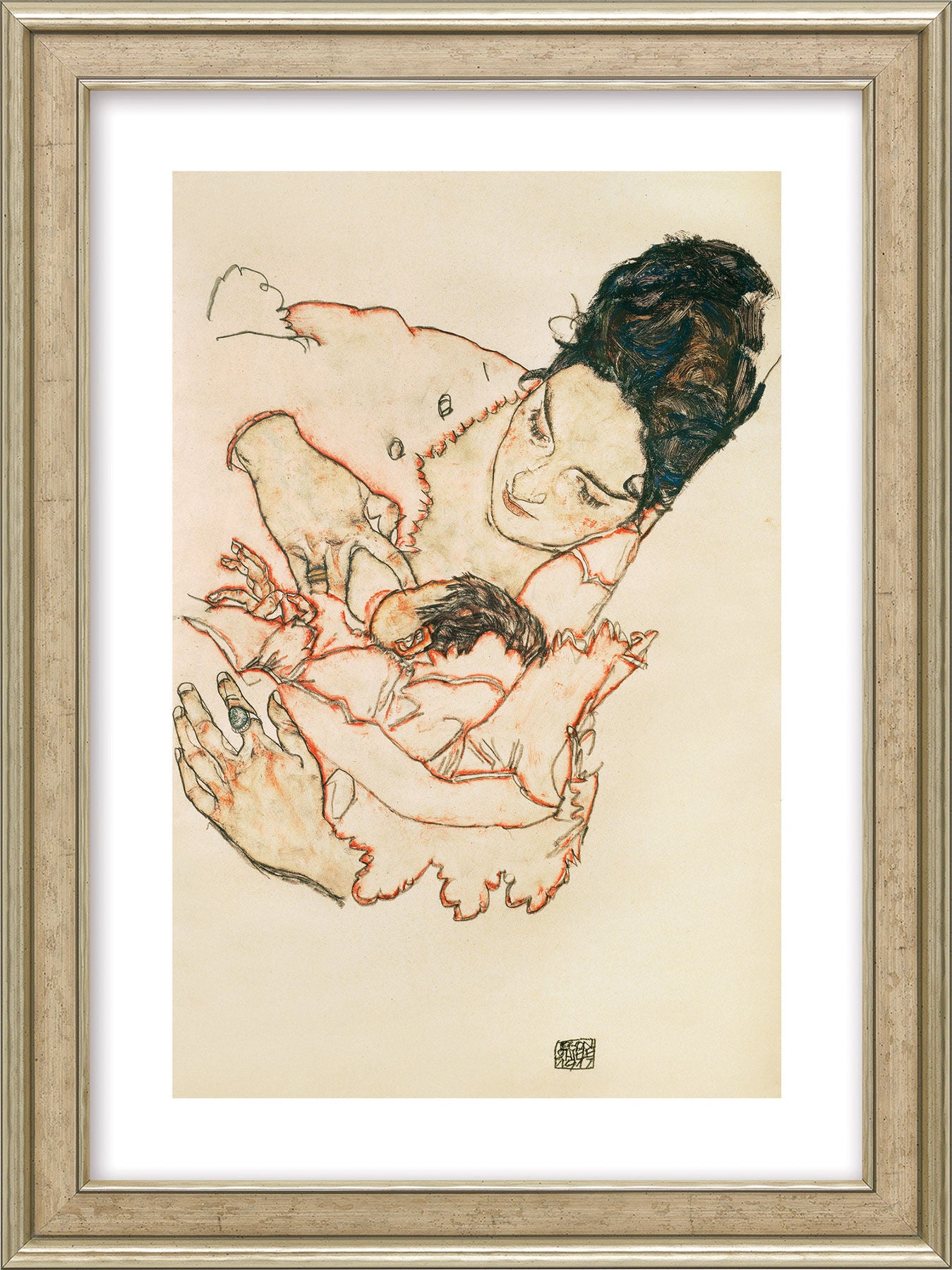 Egon Schiele: Bild &quot;Stillende Mutter (Stephanie Grunewald)&quot; (1917), gerahmt - Bild 1