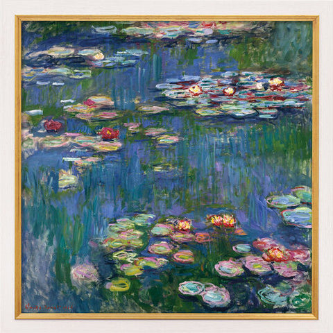 Claude Monet: Bild &quot;Seerosen&quot; (1916), Version weiß-goldfarben gerahmt - Bild 1
