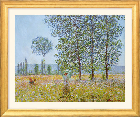 Claude Monet: Bild "Felder im Frühling" (1887), Version goldfarben gerahmt