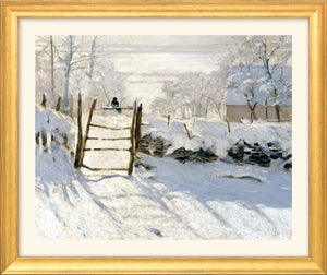 Claude Monet: Bild "Die Elster" (1868/69), Version goldfarben gerahmt