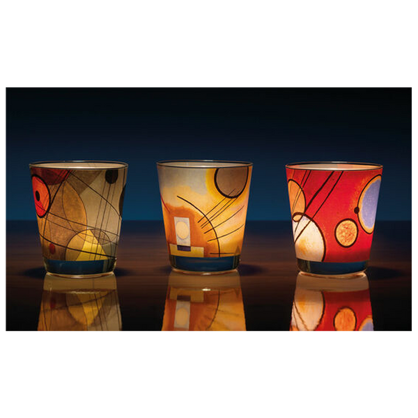 Wassily Kandinsky: 3 Glas-Windlichter mit Künstlermotiven im Set