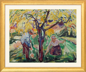 Edvard Munch: Bild "Apfelbaum" (1921) - aus "Jahreszeiten-Zyklus", Version goldfarben gerahmt