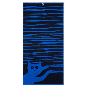 Handtuch "Katze bei Nacht" - blau