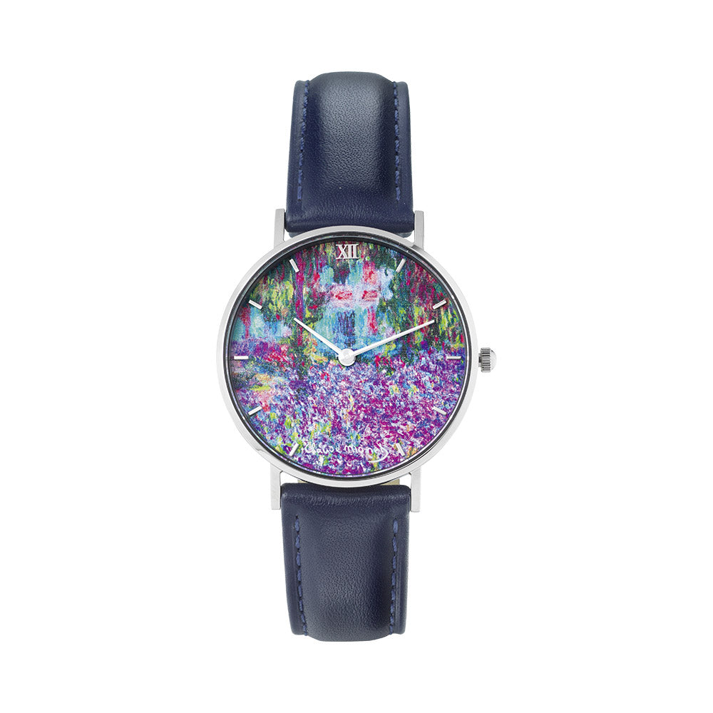 Künstler-Armbanduhr "Monet - Irisbeet in Monets Garten"