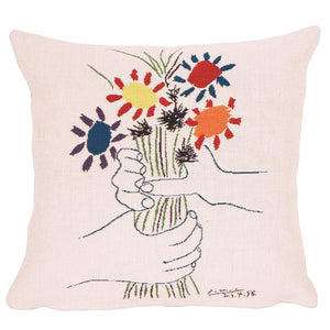 Picasso: Kissenhülle "Hände mit Blumenstrauß"