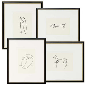 Pablo Picasso: 4 Tierbilder im Set, gerahmt