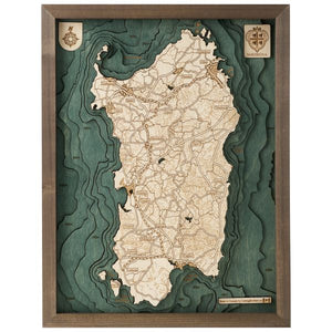 Sardinien  - 3D Holz Wandkarte