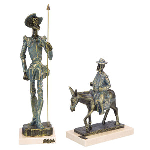 Angeles Anglada: Skulpturenset &quot;Don Quijote und Sancho Panza en Burro&quot;, Kunstguss Steinoptik - Bild 1