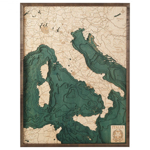 Italien - 3D Holz Wandkarte