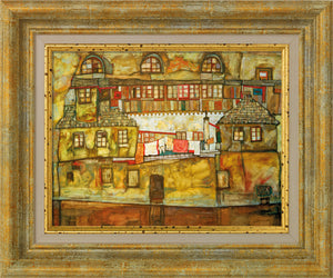 Egon Schiele: Bild &quot;Hauswand am Fluss&quot; (1915), gerahmt - Bild 1