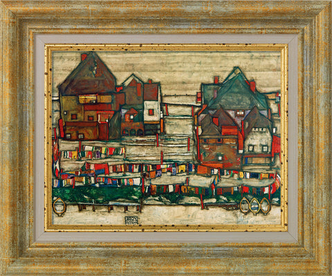Egon Schiele: Bild "Häuser mit bunter Wäsche" (1914), gerahmt